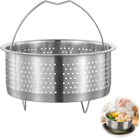 Stainless Steel Steamer Basket,17.5cm Stainless Steamer Insert with Handle,Pressure Cooker Rice Cook Insert Rack for Home Kitchen Pressure Cooker Cooking