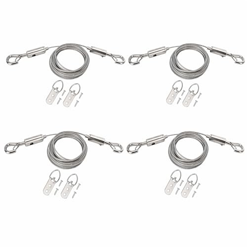 Picture Hanging Wire Kit 4PCS, Stainless Steel Picture Wire with Adjustable Hook, 2M Rope for Frame, Photo, Art, Mirror, Light & Flowerpot