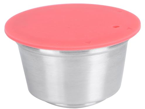 FTVOGUE Återanvändbar Kaffekapsel Kaffekapsel i Rostfritt Stål med Silikonlock 40 Ml Finfilter Återfyllbar Kapsel för Kaffemaskin Till Hemmakontoret (Röd)