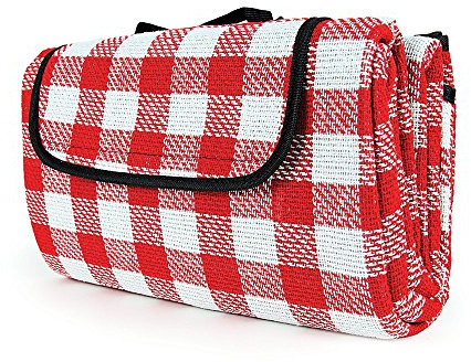 Camco Classic Red & White Checkered Picnic Blanket with Waterproof Backing - Includes Convenient Carry Strap | Comfortable and Durable Material | Measures 51 x 59 - (42803)