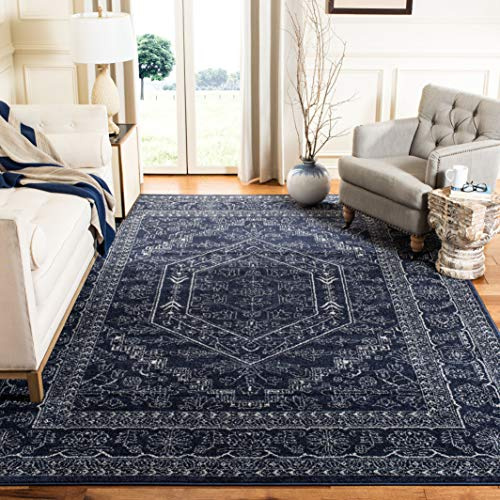 SAFAVIEH Area Rug 8x10 - Adirondack Collection - Large - Navy & Ivory, Oriental Medallion Design, Non-Shedding & Easy to Clean, Ideal for Living Room, Bedroom, Dining Space (ADR108N)