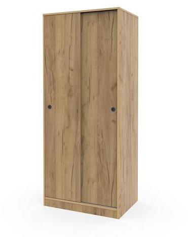 Armario Dormitorio Ropero 2 Puertas Correderas, 1 Barra y 1 Estante Tipo altillo, Roble Kraft, 180x74x50cm (Alto x Ancho x Fondo), Mueble Moderno, Modelo Bianca
