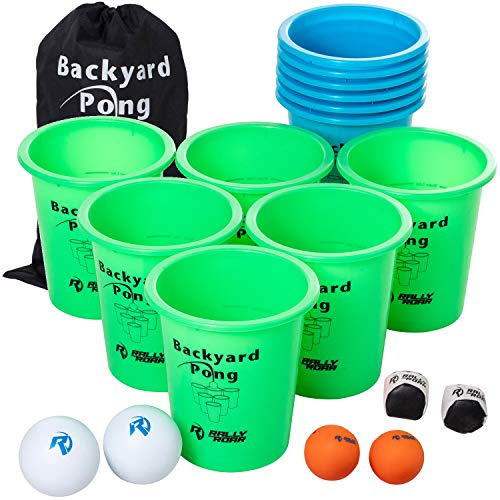 Rally and Roar Jumbo Premium Beer Pong Set - Includes 12 Durable 9 Tall Cups, 6 Balls, Carry Bag