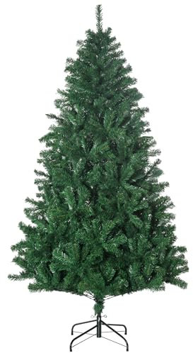 HOMCOM Árbol de Navidad 180cm Artificial Árboles Decoración Navideña con 1000 Ramas Soporte Metal