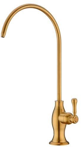 Delle Rosa Brushed Gold Drinking Water Faucet, Commercial Water Filtration Faucet for Under Sink Water Filter System,Stainless Steel Drinking Water Purifier Faucets,Brushed Gold(Deep Gold)