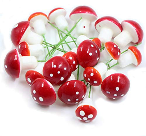 fuxunamz Setas de Jardín, 20 Unidades (10x 2,5cm, 10x 1,7 cm), Mini Setas de para Decoración de Jardín, Macetas, Estatua de maceteros, Decoración de jardín, de Mesa.