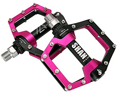 Pozzobon Pedali per bicicletta CNC in alluminio per mountain bike, 9/16, pedali antiscivolo con 3 cuscinetti sigillati per mountain bike, BMX, bici da corsa, trekking, strada, City Bike 328 (rosa)