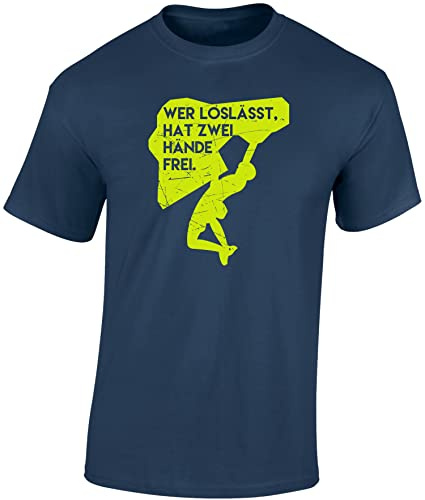 Camiseta de escalada, accesorio para escalada, equipo para exteriores, regalo de búlder, Denim Blue - Two Haende, M