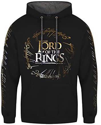 Lord of the Rings Gold Foil Logo Adults Black Hoodie - Small [video game] [video game]