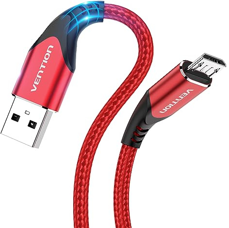 VENTION Câble micro USB de 2 m – Câble de charge pour tablette Kindle Fire en nylon tressé pour tablette Samsung Galaxy S6 S7 S5 J7 J5 J3 – Câble de charge pour manette PS4 Xbox