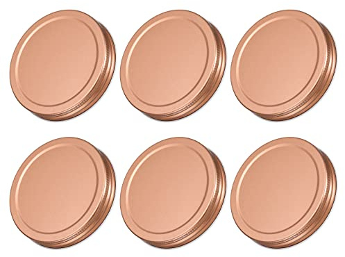 sourcing map Mason Jar Lids, 86mm/3.39 Wide Mouth Tin Plate Caps Leak Proof for Canning Jars Kitchen Storage, (Rose Gold 6Pcs)