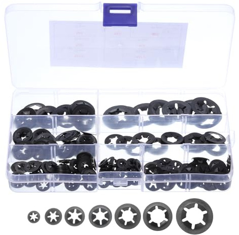 QUARKZMAN Set di 260 Rondelle di Bloccaggio a Stella con Denti Interni M3 M4 M5 M6 M8 M10 M12, Rondelle di Bloccaggio Rapido in Acciaio 65Mn