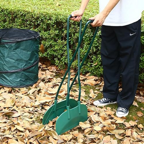Râteau à feuilles léger à long manche pour enlever les débris de cour pour les feuilles, l'herbe coupée et les ordures