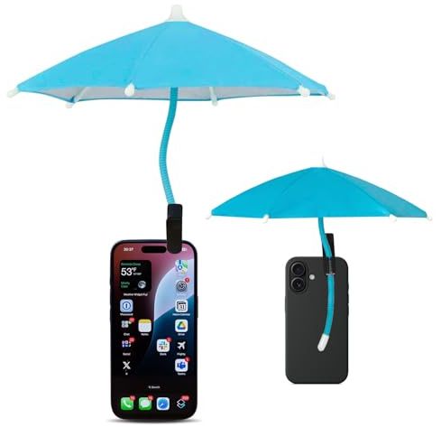 Phone Umbrella - Anti-Glare Sun Shade, Phone Umbrella for Sun iPhone, Clip On umbrella for phone sun shade, Protects from Sunlight and Glare, Outdoor Activities, Universal Fit for All Smartphones (Blue)