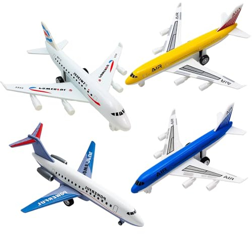 QhgPnt Airplane Toys, 4 Pack Toy Plane Set for Kids Ages 3-12, Durable Aeroplane Toys for Imaginative Play and Motor Skill Development, 14.2 cm x 14 cm