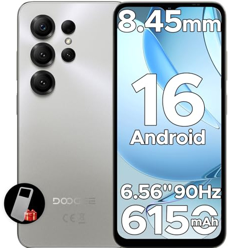 DOOGEE NOTE56 X Telephone Portable, Android 16 Smartphone, 6150mAh, Smartphone Pas Cher Écran 6.56 HD+ 90Hz, 24 Go+64 Go/2 to,Octa Core, Double SIM Débloquée, 8MP+5MP, Face ID, 3.5mm Jack,GPS,OTG