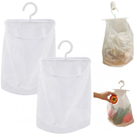 Sacchetto multifunzione per mollette in rete con gancio girevole, lavabile per bagno, balcone, campeggio e viaggi, bianco, portatile e versatile