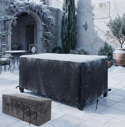 ZDLLDZ Housse de Protection Table de Jardin 180x100x74 cm | Bâche Mobilier Extérieur Imperméable en Tissu Oxford 420D | Housse Salon de Jardin Résistante aux Déchirures et Anti-UV, Noir