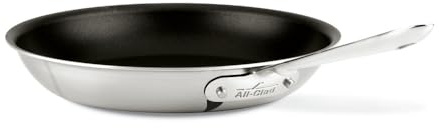 All-Clad BD55112NSR2 D5 Brushed 18/10 Stainless Steel 5-Ply Bonded Dishwasher Safe Nonstick Fry Pan Saute Pan Cookware, 12-Inch, Silver