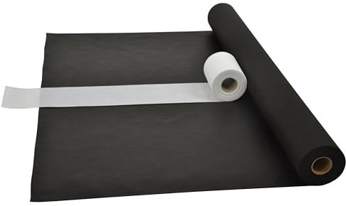 Fachhandel für Vliesstoffe Sensalux Kombi-Set 1 Tischdeckenrolle 1,5m x 25m + Tischläufer 15cm (Farbe nach Wahl) Rolle schwarz Tischläufer weiß