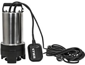 STIER Edelstahl Tauchpumpe Schmutzwasserpumpe ESTW-1100, 15.000 l/h, 11000 W, Edelstahlgehäuse, Schwimmer, Wasserpumpe, Schwimmschalter