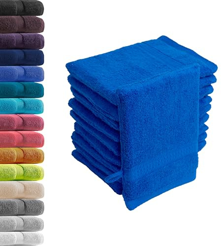 Hometex Premium Textiles Lot de 10 gants de toilette Bleu roi 16 x 21 cm 100 % coton éponge Oeko-TEX Standard 100 Qualité supérieure 500 g/m²
