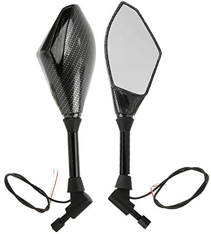 Qiilu Rétroviseurs de moto, rétroviseurs latéraux à LED avec indicateur de direction de clignotant pour moto de guidon 10mm
