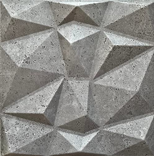 Eurodeco 3D Wandpaneele - 3D Wandverkleidung Paneele - Dekoren Deckenpaneele - Wanddeko Platten - Wandtattoos aus Polystyrol XPS - 50 x 50 cm, 3 mm Stärke, Diamant Betonoptik 43, 20 Stück (5m²)
