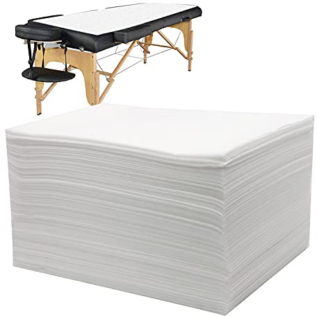 Bozikey 100PCS Massage Table Sheets, Disposable Bed Sheets for Massage Table, Spa Bed Covers for Esthetician, Tattoo, Waxing, Lash Bed, Salon Table, Non-Woven Fabric 71 x 31 (White)