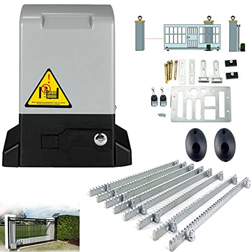 CDZHLTG Schiebetorantrieb Toröffner 370W mit 2 Fernbedienung Garagentoröffner Torantrieb Schiebetor Toröffner Tor Antrieb Sliding Gate Opener bis 800KG/1800lbs, 4m Zahnstange für Hoftor