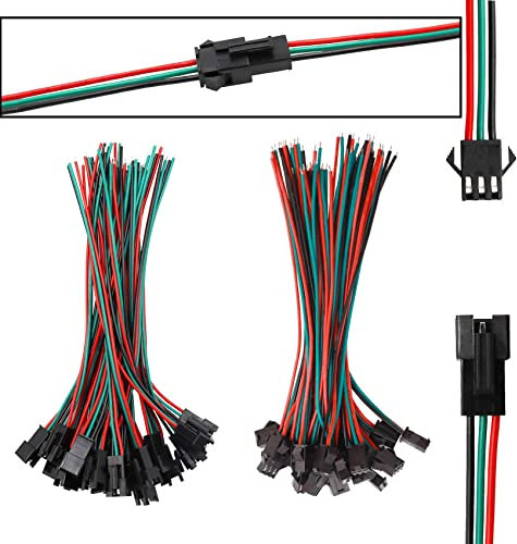 HUAZIZ 20 Pairs 3 Pin 22 AWG JST SM Maschio Femmina Connettore Cavo,Kit Connettore Striscia Led Luce,per WS2812B WS2812 WS2811 LED Strip Lamp(15cm)