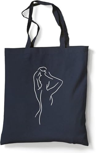 tradercat Jutebeutel bedruckt mit Motiv, Stoffbeutel bedruckt aus 100% Baumwolle - Tote Bag, Einkaufsbeutel, Einkaufstasche, Shopper und Baumwolltasche mit langen Henkeln, Frauenrücken Silhouette