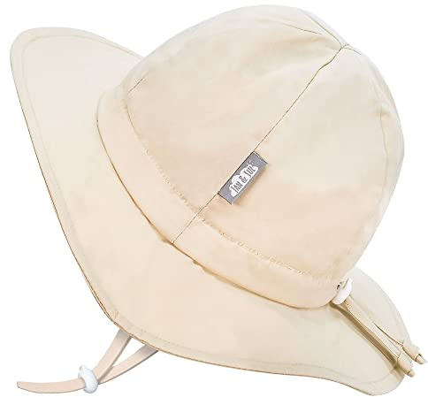 Jan & Jul Baby Sonnenhut aus Reine Baumwolle mit UV-Schutz (S: 0-6 Monate, Sand)