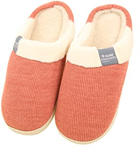 COZSERIES Zapatillas de Estar por Casa Mujer Pantuflas Invierno Cómodas, Zapatos Algodón Tela Tejida Interior Caliente Peluche Forradas Slippers (Rojo, numeric_36)