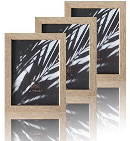 VUVUZULA Bilderrahmen 15x20cm Holz Fotorahmen 6x8 Zoll Holzrahmen MDF Rahmen 15x20cm Natur 3er Set