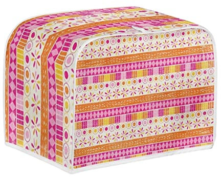 COEQINE 4 Slice Reversible Toaster Kitchen Appliance Dust Cover Pink Tribal Pattern Kitchen Oven Appliance Cover With Handles for Women Female Size M