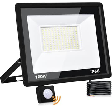 Litglobe LED Strahler mit Bewegungsmelder Außen,100W 10000LM LED Fluter mit Bewegungsmelder,6500K KaltesWeiß Außenstrahler,IP66 Wasserdicht Superhell Scheinwerfer für Garten Hof Garage