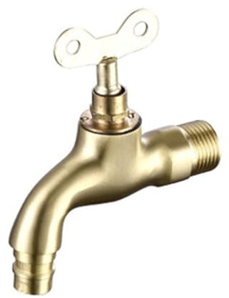 Wasserhahn Garten Kupfer-Waschmaschinenhahn Mit Schloss 1/2-Zoll-Diebstahlschutzhahn Galvanisierter 3/4-Zoll-Kupfer-Ventilkernhahn Mit Schlüssel Kupferfarben