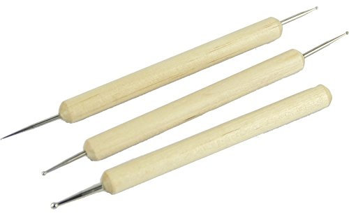 Zerthaus 3pzs Juego de Herramienta de Manejar de Madera buril de Bolas de Acero Inoxidable para Escultura en Arcilla Patron de Relieve