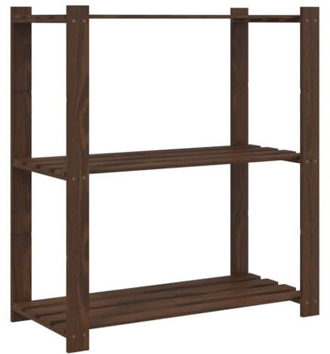 vidaXL Lagerregal mit 3 Böden Braun 80x38x90 cm Massivholz Kiefer