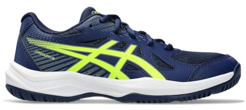 ASICS Kid's Upcourt 6 Grade School Volleyball Shoes, 2, Blue Expanse/Safety Yellow