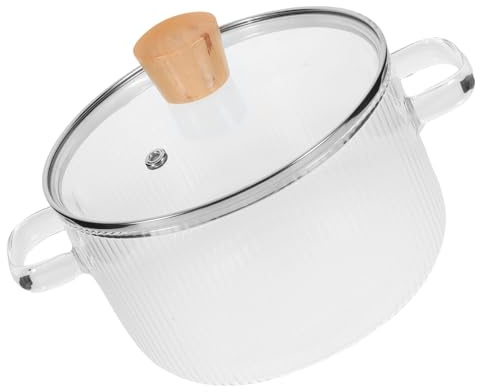 Happyyami Hitzebeständiger Suppentopf aus Dickem Borosilikatglas 1500ml mit Griff und Deckel für Babynahrung und Milch als Kleiner Küchenkochtopf