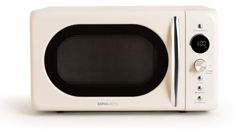 CREATE/MICROWAVE RETRO/Microondas grill digital banco roto/Estilo Retro, capacidad 20L, plato de Ø245 mm, 3 programas, 9 menús preinstalados, cocinado multietapa, pantalla LCD, 900W