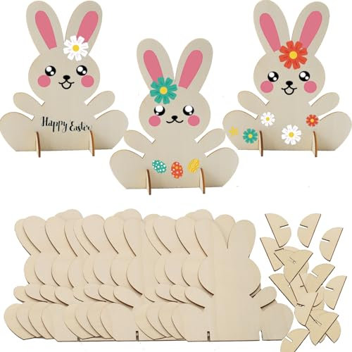 ToBeIT 3D Osterhase zu bemalen Holz Osterhase osterndeko Deko (E)