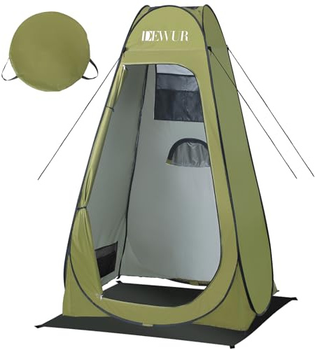 Dewur Camping Toilettenzelt UV 50+ Duschzelt Pop Up Umkleidezelt Privatsphäre Toilette Umkleidekabine Lagerzelt Mobile Outdoor WC Zelt für Camping & Beach, mit Tragetasche (Grün)
