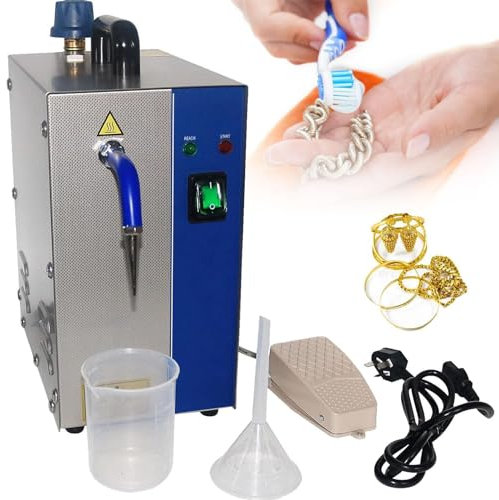 Máquina limpiadora a vapor de joyas, máquina limpiadora a vapor profesional de gemas Equipo de limpieza a vapor de acero inoxidable para monedas, piezas metálicas pequeñas, placas de circuitos,2L