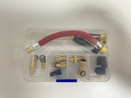 GIKACO Presta Schrader-Adapter, Fahrradventiladapter, DV AV SV, Fahrradventil, Adapter mit Aufblasschlauch, Adapter für Fahrradventil, dünn auf dick mit Aufbewahrungsbox