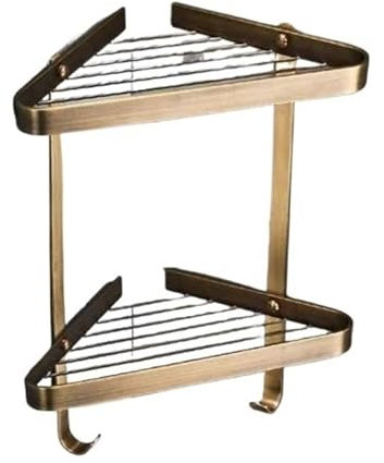 SKINPA Shower Caddy,Bathroom Shower Shelf Organise, Triangle Shower Corner Bathroom Shelf Storage Basket Holder Aluminum Caddy Rack Etagere Tipi Salle De Bain Murale Douche(Bronze)