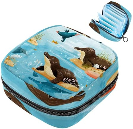 Platypus-1206 Set für die erste Periode für Mädchen, Tampon-Slipeinlagen, Menstruations-Geldbörse, Stilleinlagen-Halter mit Reißverschluss, hygienischer Serviettenbeutel-Organizer