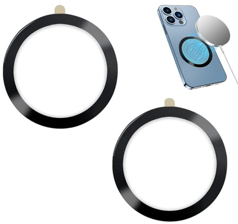 2 Pcs Magnetic Ring Sticker, Universal Magnetic Wireless Charging Ring, Conversion Kit for Mag Safe Compatibility, Compatible with iPhone 15/14/13/12 Series, Galaxy S22, Standard Case Adapter